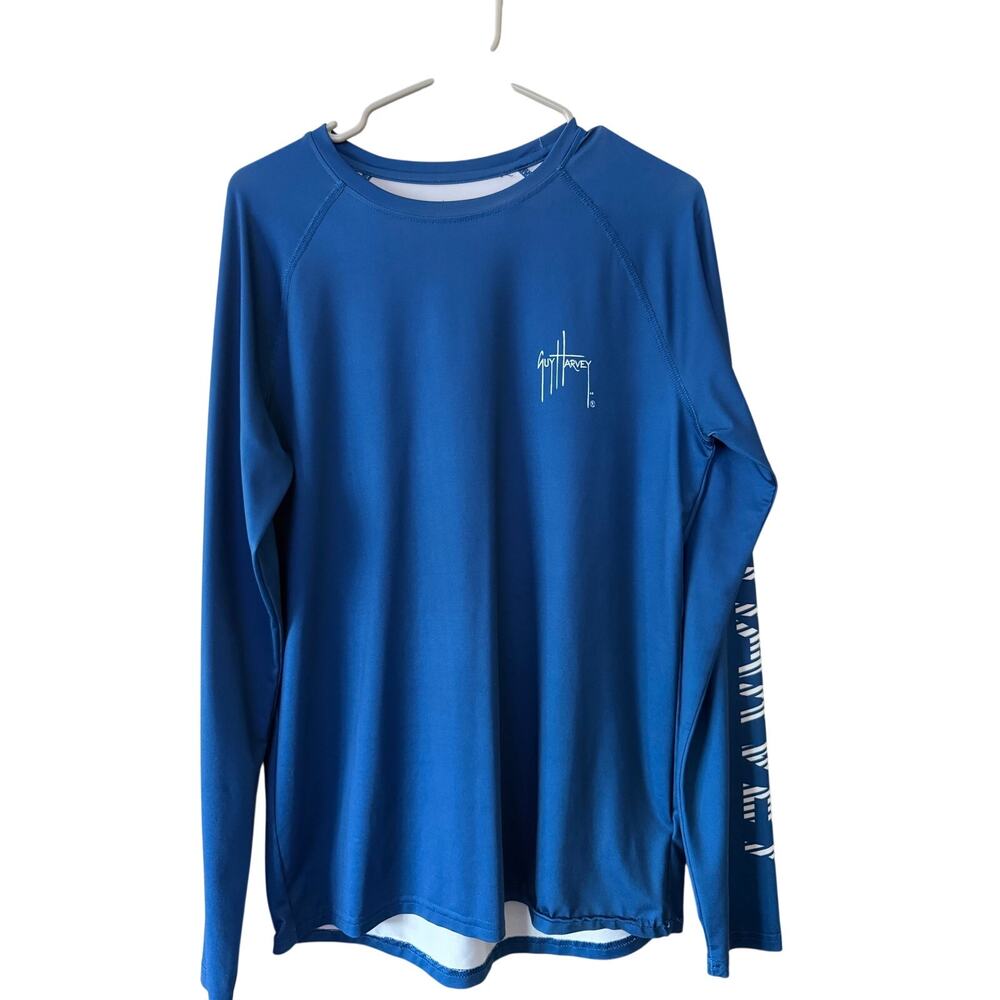 EUC Guy Harvey Blue Fishing Dry Fit Sun Shirt Men's Sz S